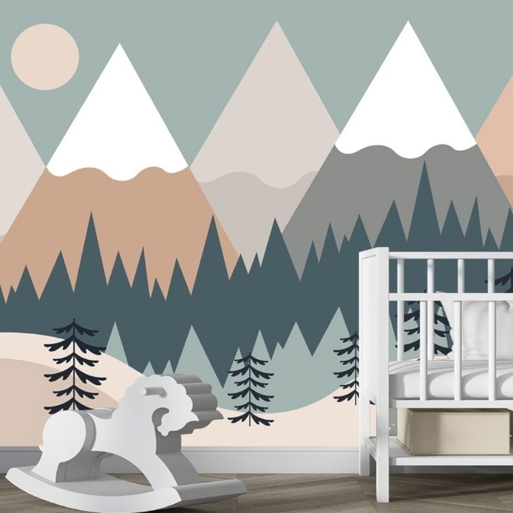 NEW Children’s Mountain & Forest Nursery Wall Mural 178" x 117" Eierme